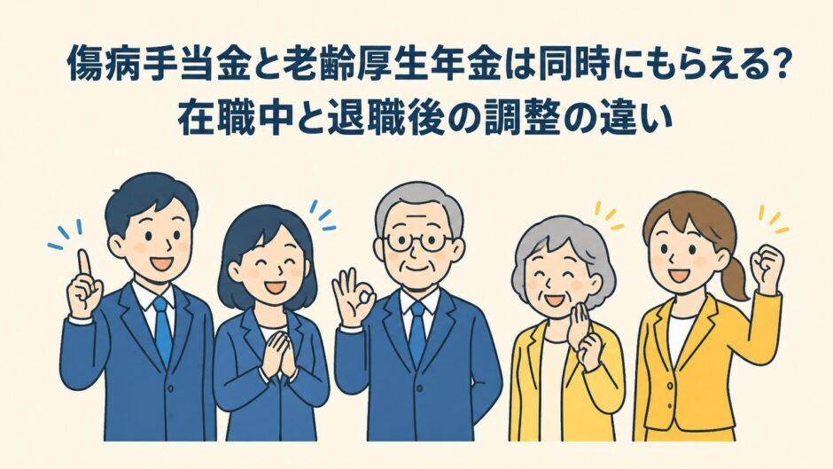 傷病手当金と老齢厚生年金は同時にもらえる？在職中と退職後の調整の違い